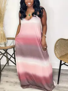 Sexy Dreamy Colorful Gradient Ombre Print Women's Fashion Casual Strapless Sleeveless Dress, Stylish Summer Wear, Perfect for Parties and Daily