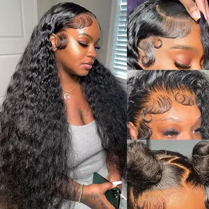 LRV Deep Wave Lace Front Wigs Human Hair 13x4 HDLaceFront Wigs Human Hair Pre Plucked Brazilian Deep WaveWigHuman Hair Wet Wavy Frontal Wigs Human Hair DeepWaveWig 180 Density