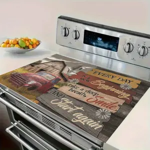 [Heat Resistant Protector] Heat Resistant 1pc Vintage Car Painted Stove Top Protector | Countertop Mat with Classic Bumper Design, Non-Slip & Scratch Resistant, Easy to Clean, Reusable Decor for Kitchen Island, RV, or Small Spaces