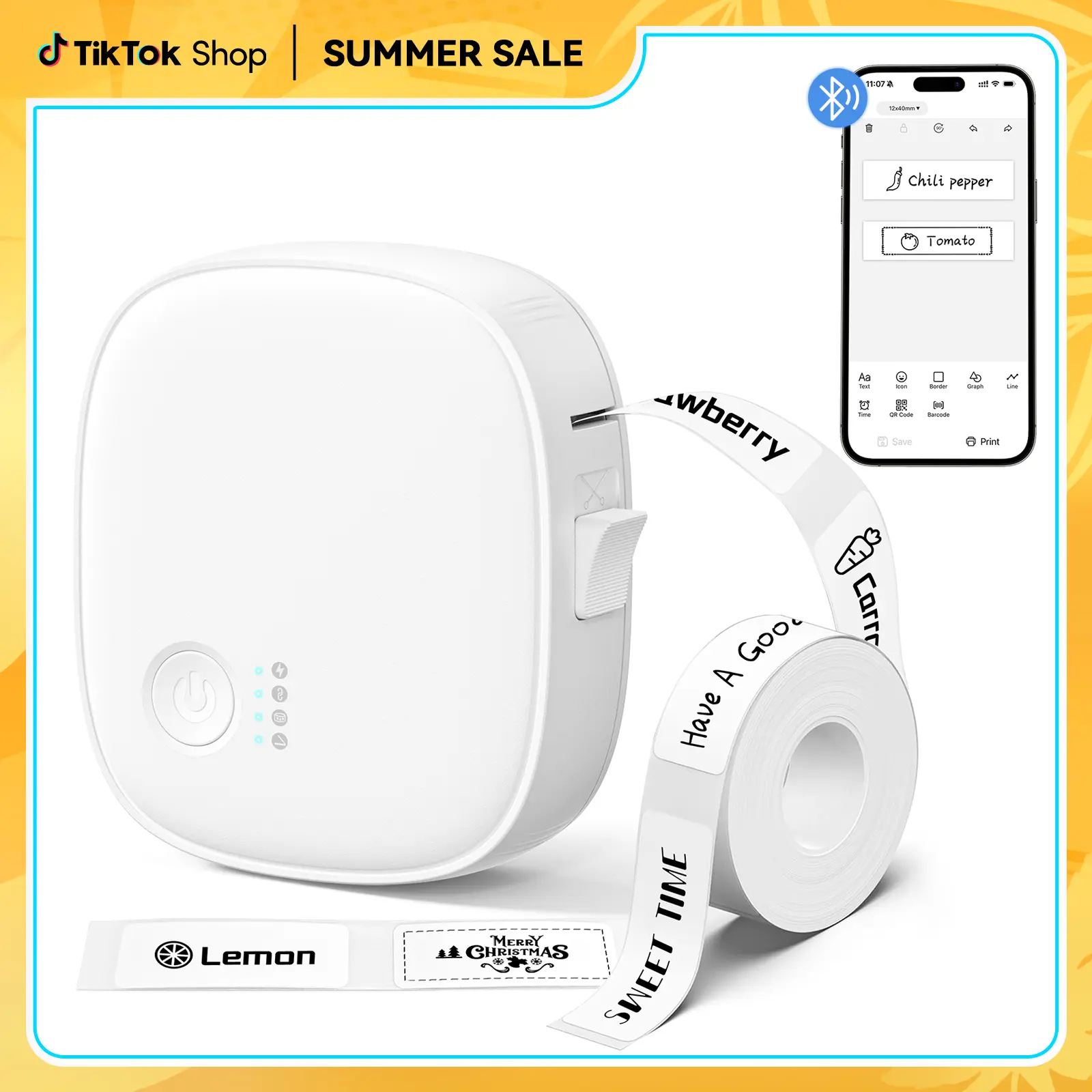 Bluetooth Thermal Label Printer with Tape AH-P05, Wireless Mini Label Makers, Waterproof & Rechargeable, Built-in Cutter, for Study Notes, Barcode, Memos, Home, Office, Kitchen back to school Summer Sale
