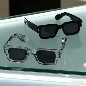 2-Pack Y2K Trendy Retro Square Sunglasses Black & Clear Transparent Frames UV400 Protection Lightweight Comfort Ideal for Travel Summer Beach Trips & Streetwear Unisex Polarized