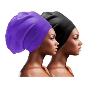 Extra Large Swim Cap for Braids and Long Hair, Waterproof Silicone Ear Bath Pool Shower Hat, Easy to Wear, Keeps Hair Dry, Adult Teenager