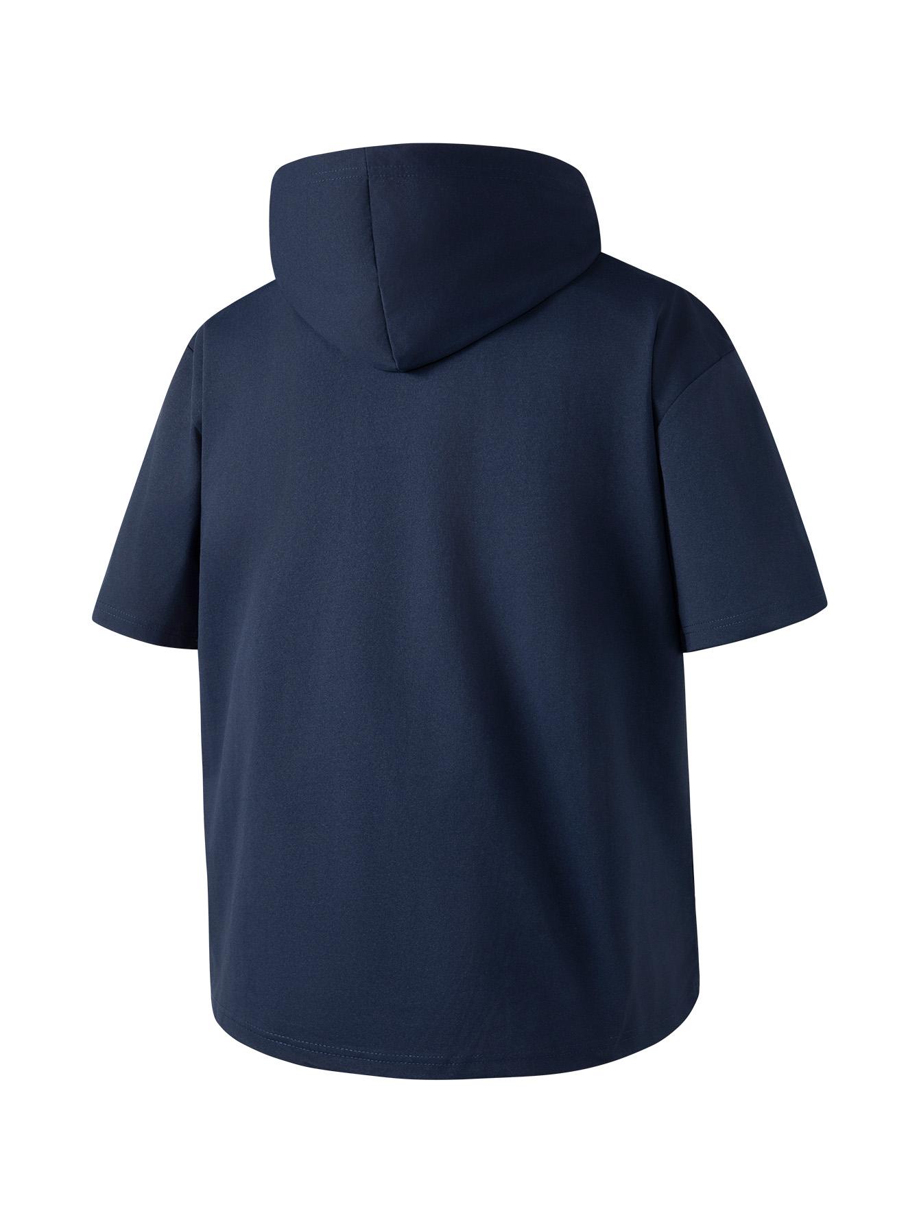 Men’s short-sleeve hoodie, quick-dry ice cool breathable hooded T-shirt, loose-fit casual athletic top for gym workouts and everyday wear