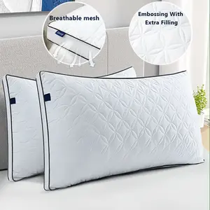 [Valentine’s Day]Luxury Hotel Style Pillow Set 1/2 Piece Deep Sleep Cervical Support Non Collapsing Firm Core Hypoallergenic Polyester Fiber Modern Design Soft Feel Comfort Neck Protection