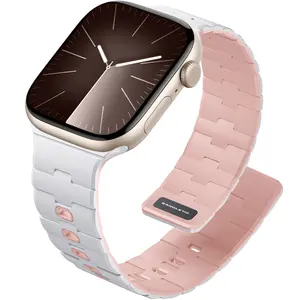 Magnetic Silicone Watchband Compatible with iWatch Band 44mm 45mm 46mm 49mm 42mm 41mm 40mm 38mm for Men Women, Sport Strong Magnet Strap for iWatch Series 10 9 Ultra SE 2 8 7 6 5 4 3 1