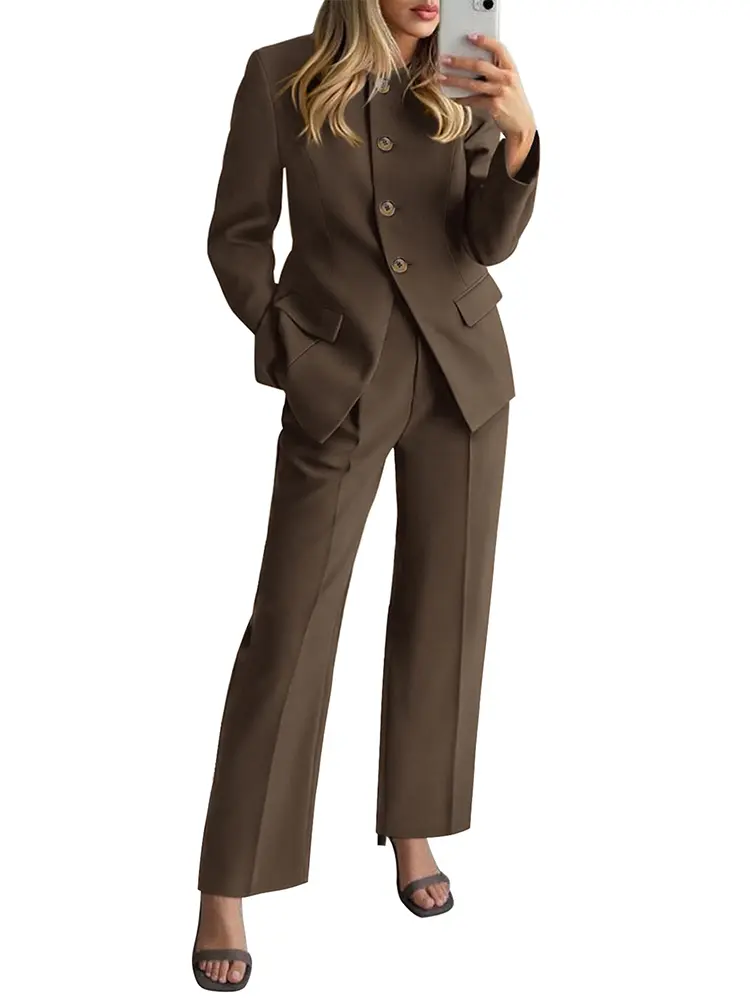 BTFBM Women Trendy Two-Piece Outfit Lightweight Blazer and Pants Set for Casual Office and Daily Wear #Clearance