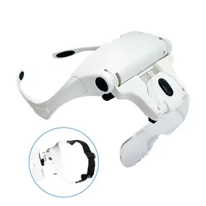 【 Free your hands! With LED light 】 Head-mounted magnifying glass, 5 interchangeable lenses (1.5X-3.5X), for welding, watch repair, engraving, and detailing, even the smallest components can be seen clearly! Adjustable tightness, essential for elderly rea