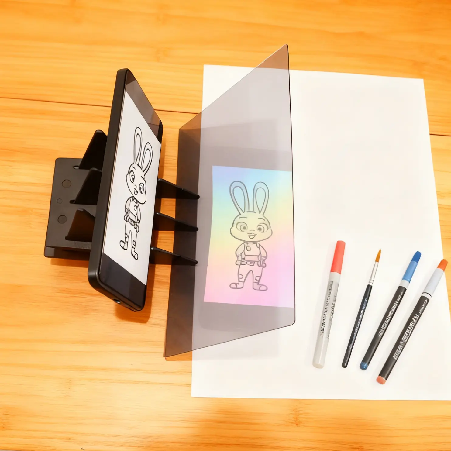 Portable Optical Tracing Projector Drawing Board - Tracing Aid with Acrylic Film, Good Toughness, Easy-to-Use Sketch Tool for Phones/Tablets, Kids’ Mirror Reflection Copy Pad, Art Materials for Home & On-the-Go Projects