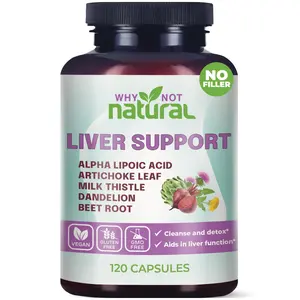 Why Not Natural 5-in-1 Liver Health Formula Supplement for Detox and Cleanse with Milk Thistle Support - 120 Capsules