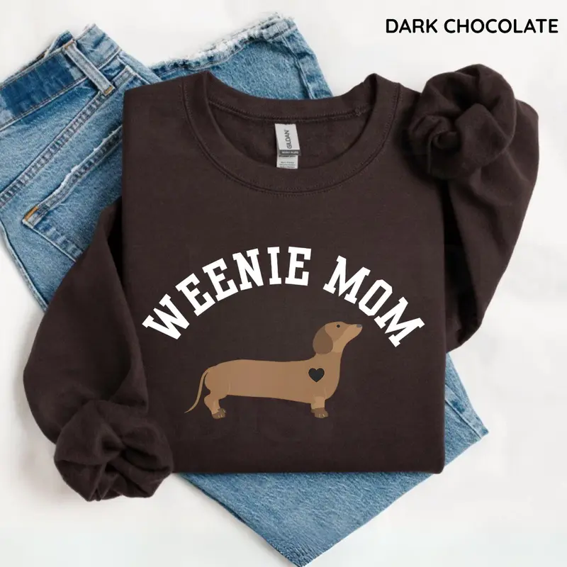 Women's Cotton Graphic Dachshund Long-Sleeve Round Neck Classic Fit Casual Sweatshirt - Cute, Layers Easily Over Tees, Recycled Label, Funny Wiener Dog Cozy Fall Women's Clothes, Gift for Dachshund Owners, 3XL