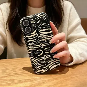 FL-Vintage Black & White Zebra Print Phone Case,Black & White Retro Animal Print Protective Cover For iPhone 11 12 13 14 15 16 17 Air Pro Max for Samsung S26 S25 S24 S23 S22 S21 Case,Gift for her/him