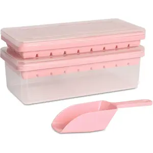 -grade   Tray with Lid and Storage Bin for Freezer, Easy-Release 2 * 36 Small Nugget Ice Trays 1 ice Bucket & Scoop, Flexible  Molds with Ice Container