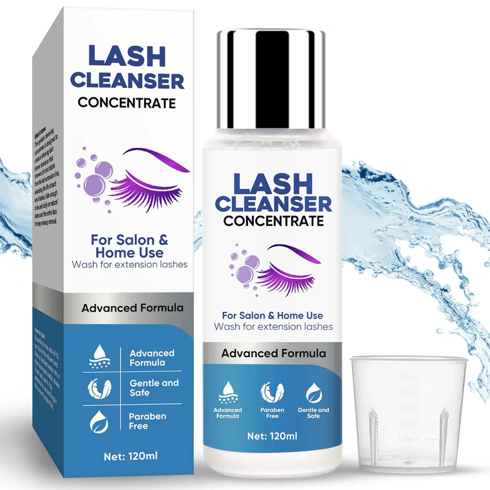 Salon-Grade Quality Eyelash Cleanser Concentrate - Advanced Formula, Non-Toxic 120ml Liquid, Gentle Lash Extension Shampoo & Makeup Remover, Cleansing, Mix-Dilute for 12+ Bottles, Boosts Longevity, Highly Concentrated, Salon & Home Use