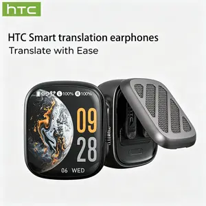 HTC NE72 Travel Translator Earbuds, Instant 140+ Language Translation Bluetooth Headphones with Touchscreen, Smart Earphones for International Trips (Black)