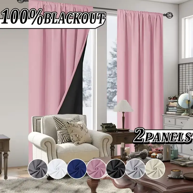 2-Piece Aesthetic Multi-Color Window Blackout Curtains, 100% Full Shade Sleep Aid, Privacy Protection Insulation, Living Room Rod Drapes, Thermal Insulated Curtain, Curtain For Windows