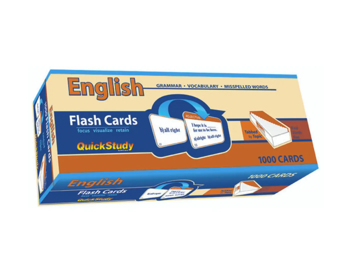 English Flash Cards, QuickStudy Grammar and Vocabulary Reference Set, English Language Learning Flashcards for ESL Students and Adults, Educational Study Card Deck for Beginners