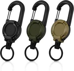 Retractable  3 Pack, Heavy Duty ID Badge Holder Reel, Multitool Carabine Key Holder for , Badge Holder with 23.6" Steel Retractable Cord Key Ring Clip, 8.0 oz