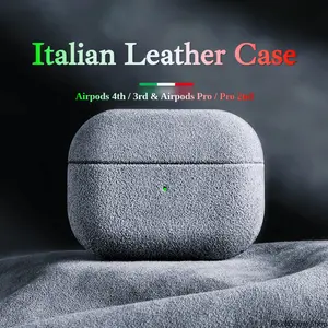 Luxury Italian Suede Artificial Leather Chargeable Wireless Charging Case for Earphones & Headphones - Slim-Fit, All-Inclusive Full-Body Protection Cover with Anti-Scratch, Shockproof, Durable, Wear-Resistant Features