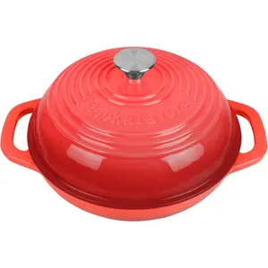 Enameled Cast Iron Dutch Oven for Bread Baking | Non-Stick 2QT Oval Bread Oven with Lid |  for Sourdough, Loaf, and Artisan Baking (Round Red, 5 QT)