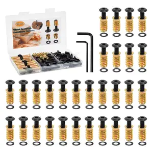 30 Sets 1/4-20 Threaded Inserts for  with Screws & Washers -  Threaded Insert Kit Includes Furniture Screws, Nuts, 2 Hex  for Woodworking & DIY Projects