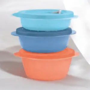 Tupperware Crystalwave Round Food Storage Bottles & Containers Set - 6-Piece (3 Lids, 3 Containers) with 775ml, 560ml, 390ml Capacities for Food Heating