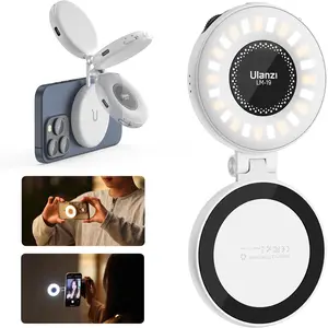ULANZI Magnetic Selfie Light, LED Fill Light Compatible with Magsafe, LED Selfie Ring Light Included Sticky Ring for Phones, for Selfies/Photography/TikTok/Zoom Calls/Video Conference Color Black