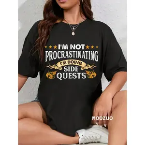 100% Cotton I'm Not Procrastinating I'm Doing Side Quests Gamer T-Shirt