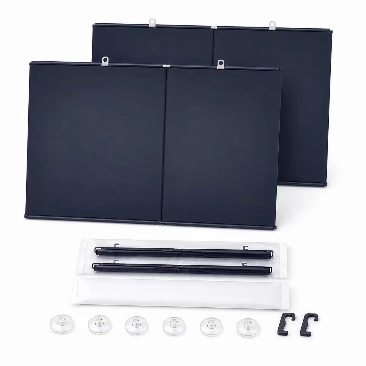 2 pcs Car Sun Shade Automatic Retractable Windshield Sunshade Universal for Vehicle UVProtection Heat Shield with PVC Material Foldable Front Window Sun Visor