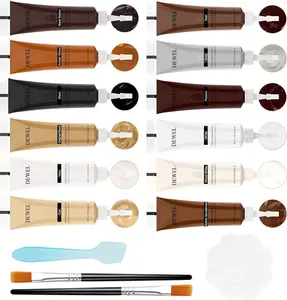 DEWEL Wood Furniture Repair kit, 12 Wood Filler, Wood Floor Scratch Remover, Wood Touch up Paint，Furniture Polish，for Desks, Carpenters,Suitable for Scratches Stains Hole,Chair, Bookshelf -16 Sets