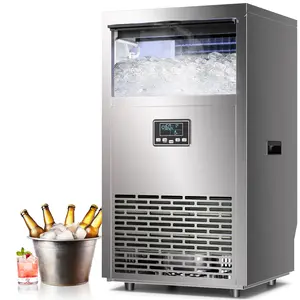 Kismile Compact Fast Ice Commercial Under Counter Freestanding Industrial Ice Cube Maker, 150Lbs/24H, Adjustable Thickness, Touch Screen, Self-Cleaning for Restaurant, Home