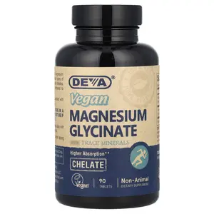 Deva Vegan Magnesium Glycinate With Trace Minerals, 90 Tablets