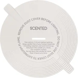 Candle Dust Covers, 48 count Printed White Matte Candle Dust Lid with Pull Tab for Candle Making (12 Sizes)
