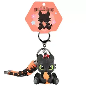 Adorable Toothless Keychain Charm, Moving & Glowing, Dragon Theme Party Gift, Birthday Christmas Present, Gift for Sisters Friends Daughters, Cute Keychain
