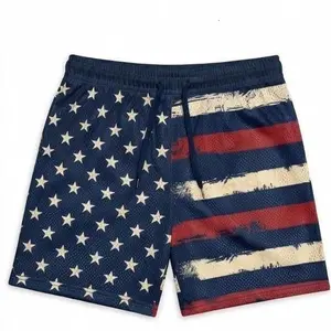 USA Flag Mesh Shorts, Unisex 4th of July Shorts for Men and Women, Casual Gym Short