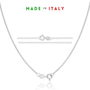 925 Sterling Silver 1.2mm Cuban Chain Necklace 18 inch Italian Solid Silver