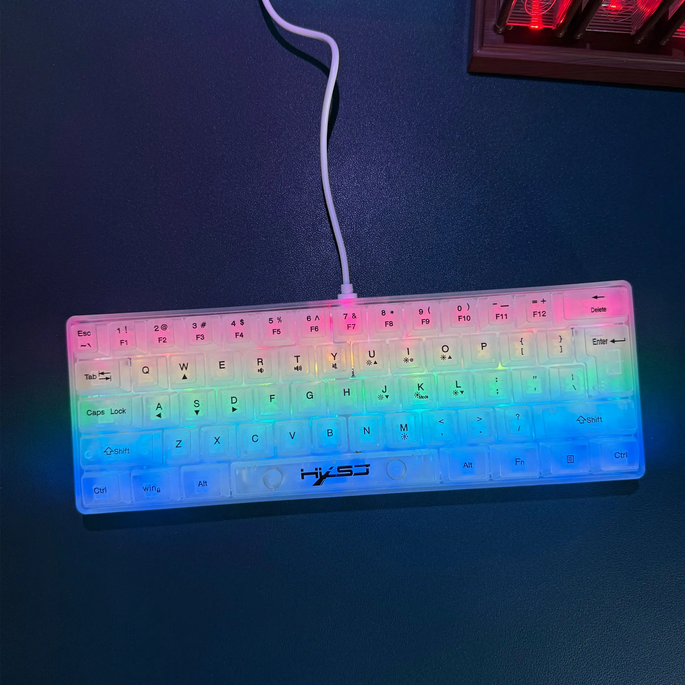 USB Keyboard Wired 61-key Film Keyboard, RGB Backlight Fully Transparent Gaming Keyboard, Ergonomic Keyboard for Gaming, Office, Home