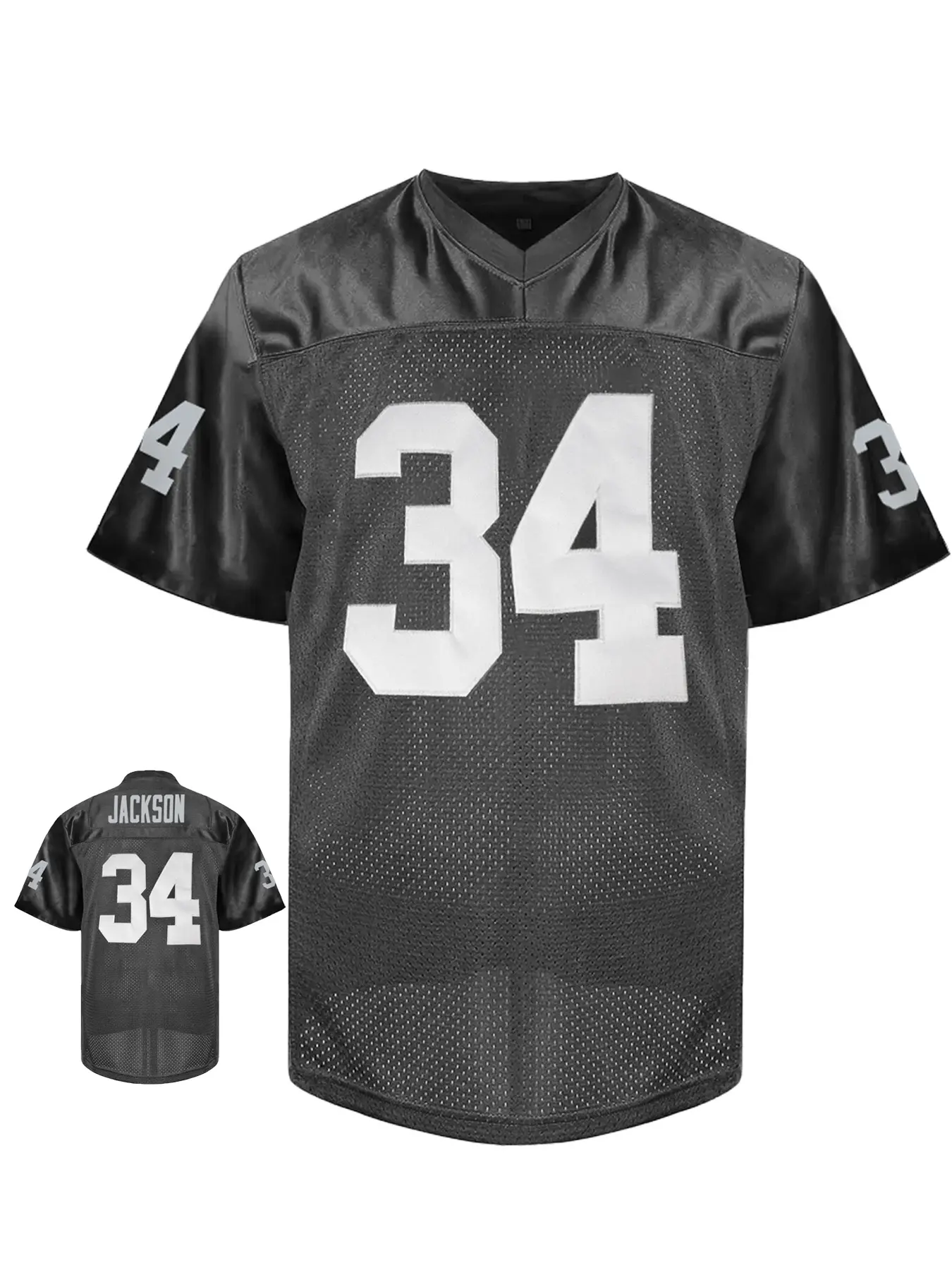 Men's #34 Letter Embroidered American Football Classic Throwback Stylish Casual Jersey Shirts, Loose V-Neck Classic Retro Mesh Short Sleeve Pullover Sportswear Suitable For Streetwear Hip-Hop, Football, Daily Party, Sports Training