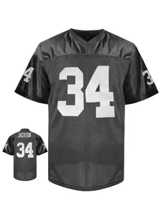 Men's #34 Letter Embroidered American Football Classic Throwback Jersey, Loose V-Neck Classic Retro Mesh Short Sleeve Pullover Sportswear Suitable For Streetwear Hip-Hop, Football, Daily Party, Sports Training
