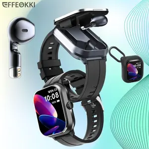 Effeokki 2-In-1 Smartwatch, Multifunctional Smartwatch, With Earbuds Music Play with Silicone Sleeve 2" NFC Wireless Call Multi Sport Exercise Tracker Compatible with Iphone Android Smartphone