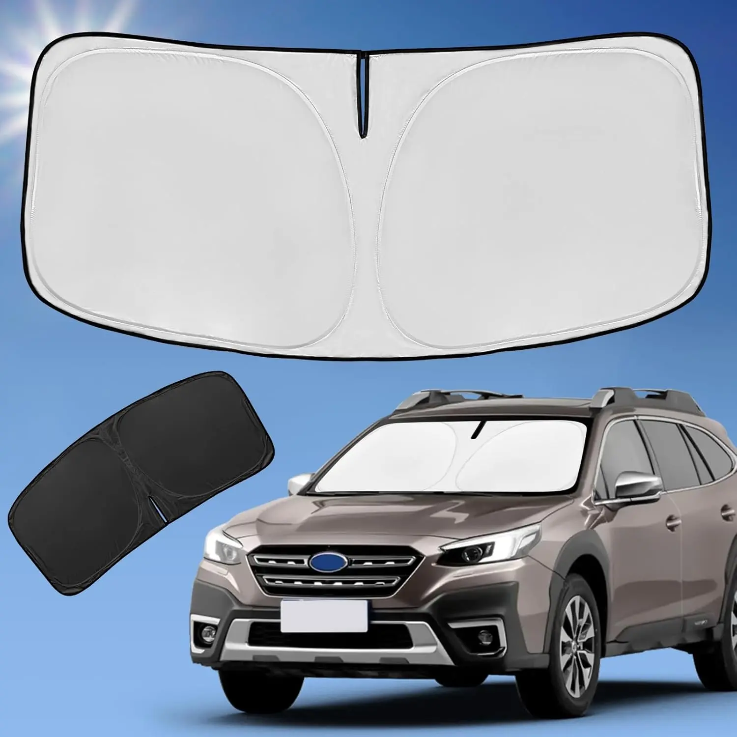 4-Layer Custom Fit Sun Shade for 2020-2025 Subaru Outback Windshield | Retractable UV Shield, Heat Reduction & All-Weather Protection (Base/Premium/Limited/Touring) Vehicle
