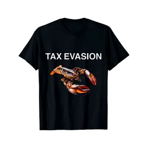Menswear Short-Sleeve T-Shirt, 2025 Summer 220G Polyester Stretch Fabric, Tax Evasion Lobster Funny Sarcasm Oddly Specific Meme Printed, Unisex Design
