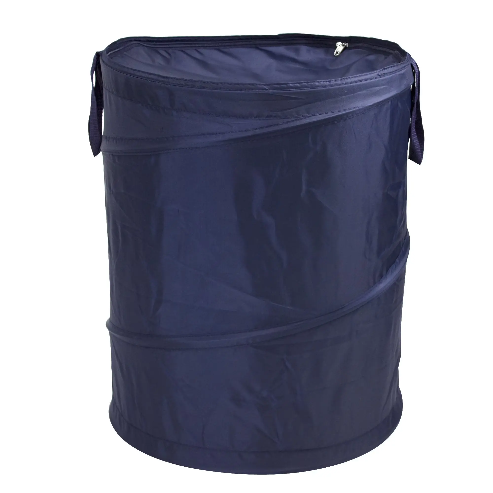 Mainstays Pop-Up Laundry Hamper with Zipper Lid and 2-Load Capacity in Navy Blue