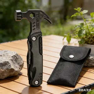 19-in-1 Multi-Functional Claw Hammer Stainless Steel Pliers for Outdoor Car Window Breaking Camping Survival Multitool Set with Carrying Case Versatile Tool
