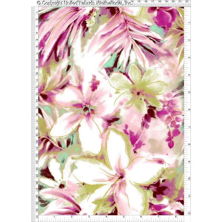 Chiffon Printed May Woven Fabric by the Yard Large Floral Print Hibiscus Pattern Sheer Fabric Dress Fabric Sewing Fabric Airy Flowing Elegant Chiffon