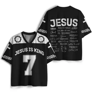Jesus Is King Christian Black Mesh Jersey, Clean Lines, Minimalist Look, Easy Care, Machine Wash Safe