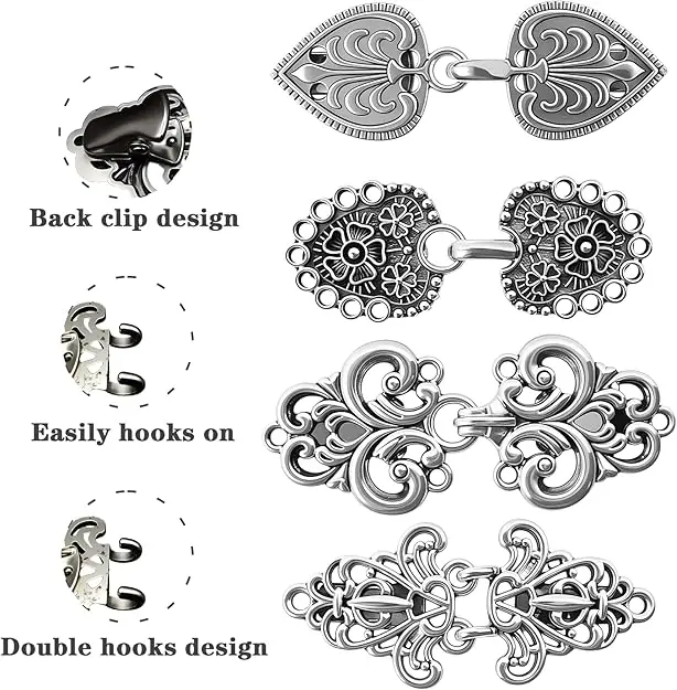 Sweater Clips – 4PCS Sweater Clips to Hold Sweater Together, Clothing & Dress Cinch Clip, Dress Tightener & Shawl Clips, Vintage Cinch Clips for Dresses, Shirt Clips for Women