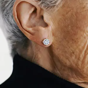 Moissanite 925 Sterling Silver 0.3/0.5/1/2 Carat Classic Four-Prong Threaded Stud Earrings loose--2