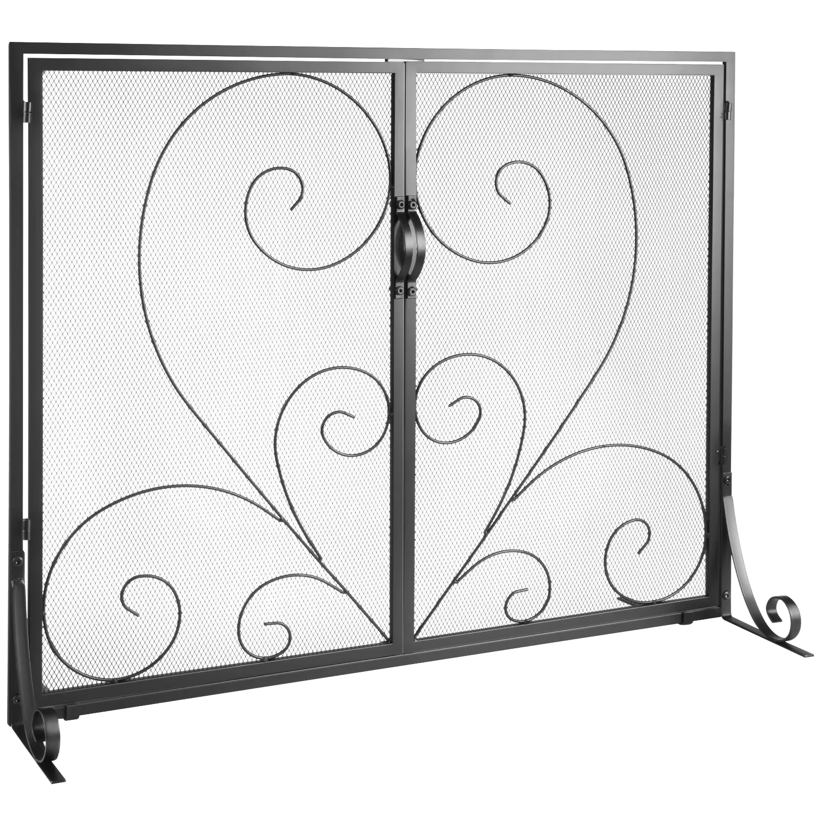 【Summerfinds】VEVOR 1-Panel Fireplace Screen with Metal Mesh DoorSturdy Iron Mesh Spark Guard Cover39in(L)x31.6in(H) Free Standing Fire Fence GrateEasy InstallationVintage Home Decor for Living Room, Metal Mesh Door