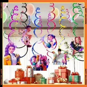 6-Piece Monster Hunter Ceiling Decoration Set, Metallic Spiral Ribbon Swirl Party Decor, Birthday Celebration Supplies, Party Decorations