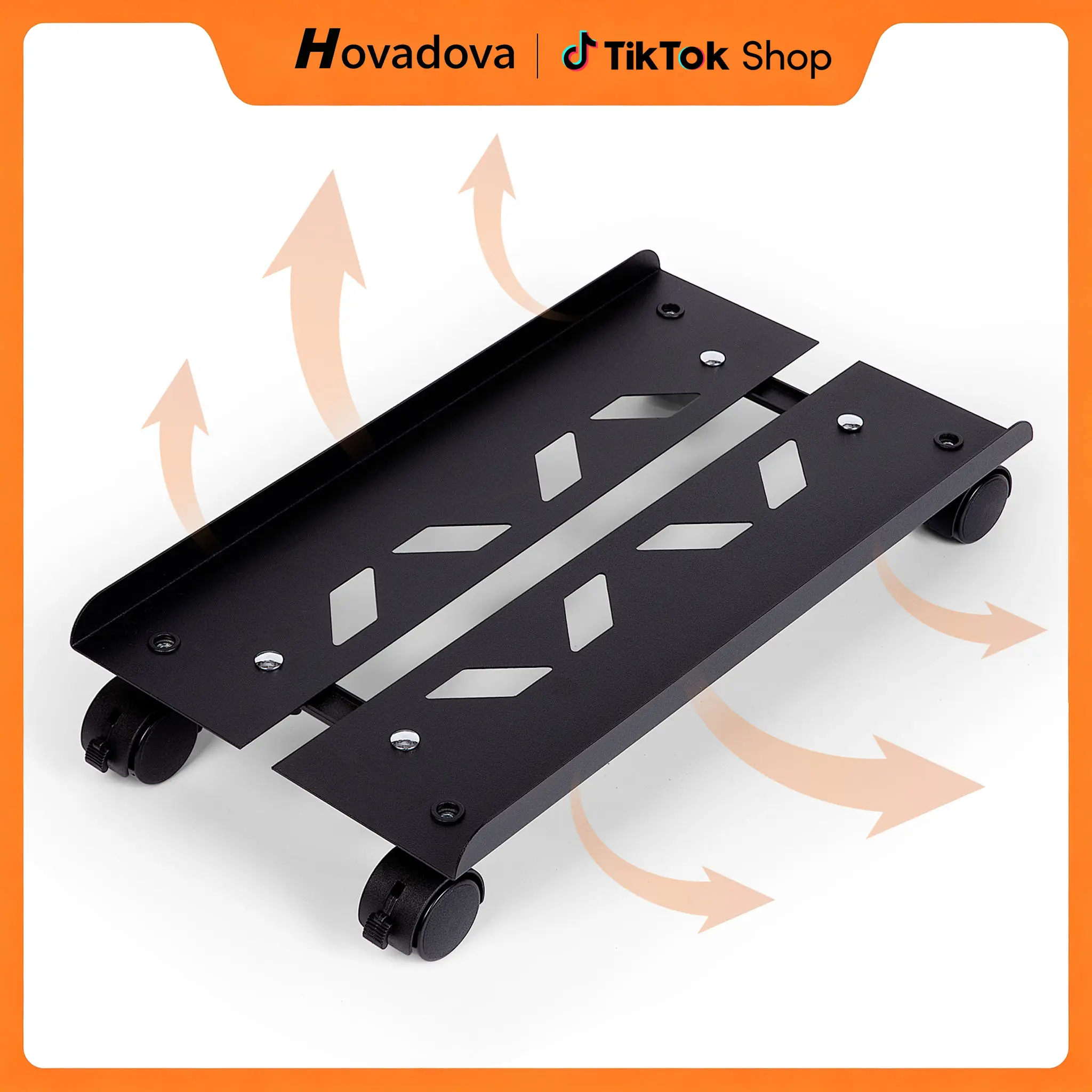 Metal Adjustable PC Tower Stand with 4 Locking Wheels - Adjustable Stand for Airflow Boost, Floor & Carpet Compatibility, CPU Holder for Gamers, Computer Accessories